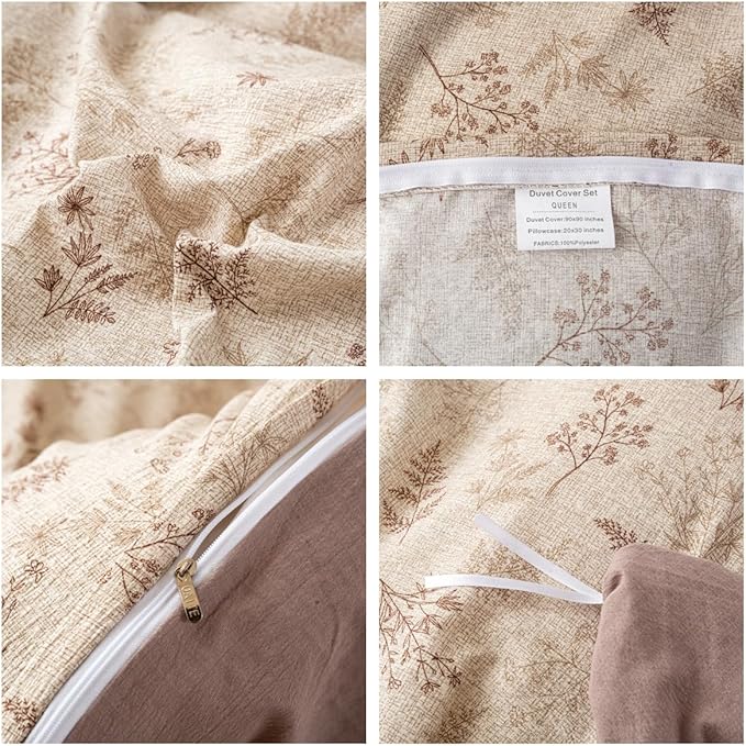 OAITE Brown Tree King Size Duvet Cover-3 Pieces Prewashed Cotton-Like Polyester - Image 4