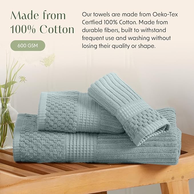 Springtree Home 100% Cotton Bath Towel Set | 6 Piece Set | Absorbent & - Image 4