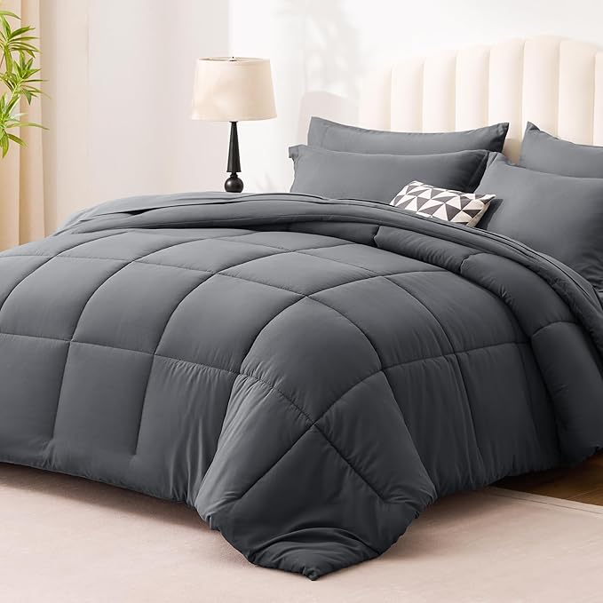 Love's cabin California King Comforter Set Soot Grey, 7 Pieces California King - Image 2
