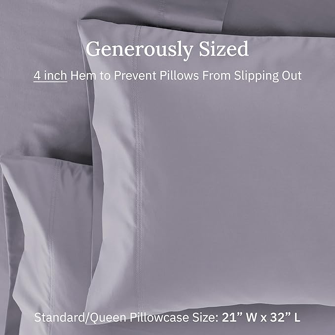 Luxuriously Soft Premium 600 Thread Count, 100% Cotton Set of 2 Cases, Crisp - Image 5