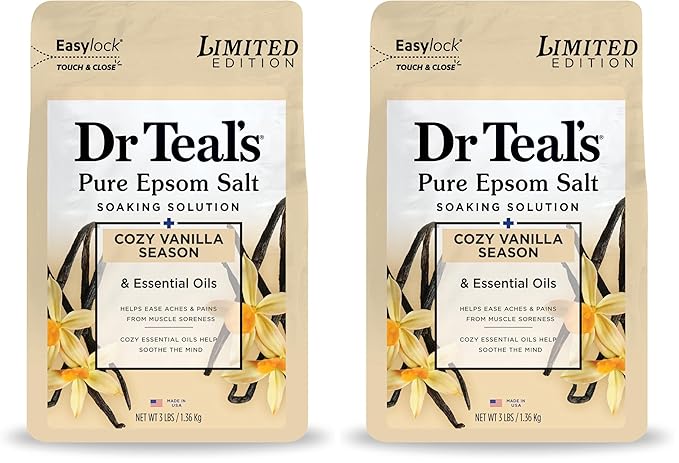 Dr Teal's Epsom Salt Magnesium Soak, Limited Edition Cozy Vanilla Season by DrTeals