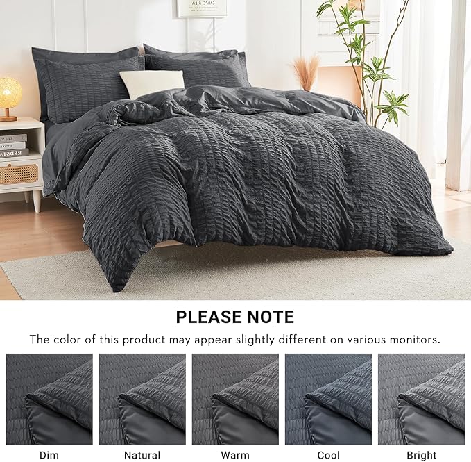 HYMOKEGE Full Size Comforter Sets Seersucker 7 Pieces, All Season Luxury Bed in - Image 7