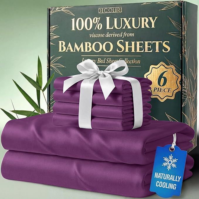 DECOLURE 100% Viscose Derived from Bamboo Sheets King Size by DECOLURE