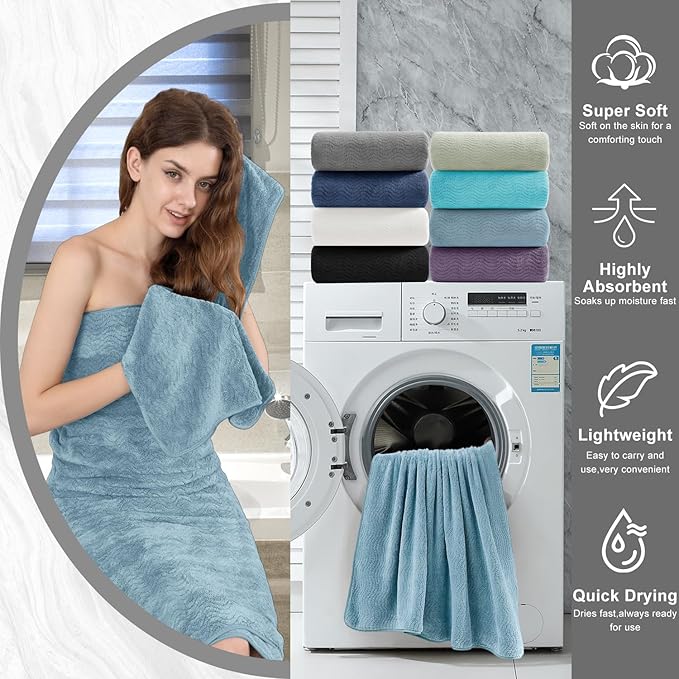 8 Piece Bath Towel Set |2 Oversized Large Bath Sheet, 2 Hand Towels, 4 - Image 8