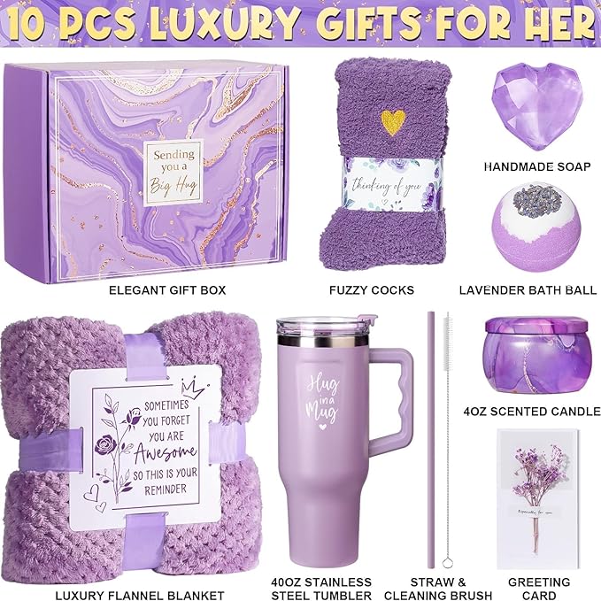 Birthday Gifts for Women Self Care Get Well Soon Gifts, Lavender Relaxing Spa - Image 9