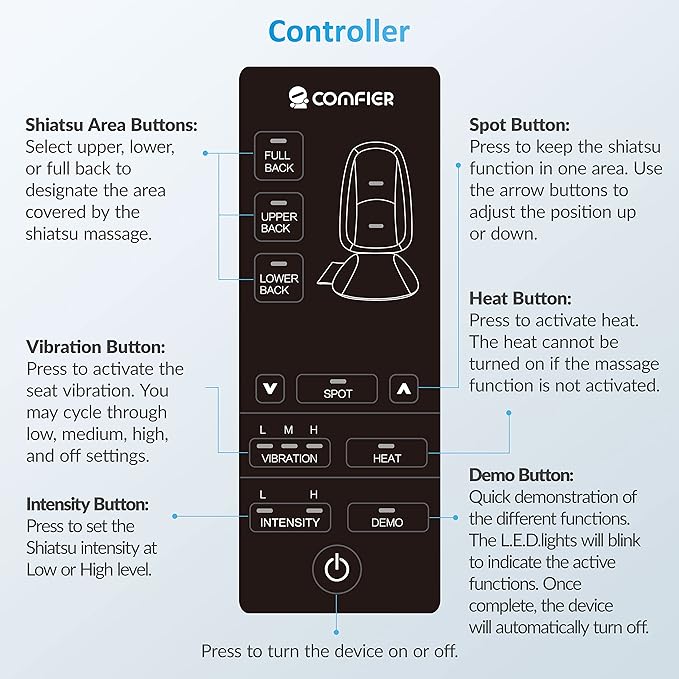 COMFIER Back Massager with Heat, Deep Tissue Kneading Massage Seat Cushion - Image 7