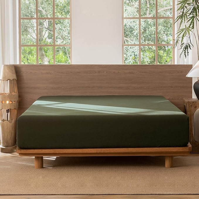 MooMee Fitted Bottom Sheet Only 100% Washed Cotton Linen Like Textured - Image 6