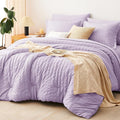 CozyLux King Size Comforter Set Light Purple Seersucker 7 Pieces Bed in a Bag by CozyLux