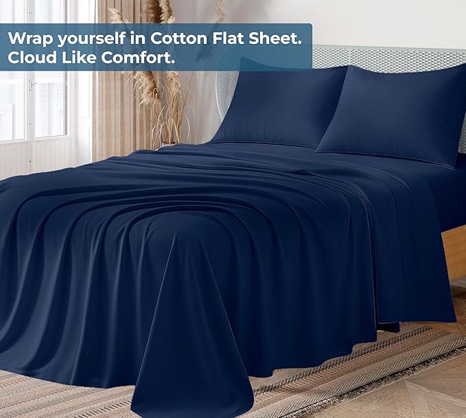 Royale Linens 100% Organic Cotton King Flat Sheet Only - Image 2