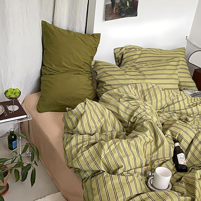 mixinni Vintage Stripes Duvet Cover Set Queen - Image 4