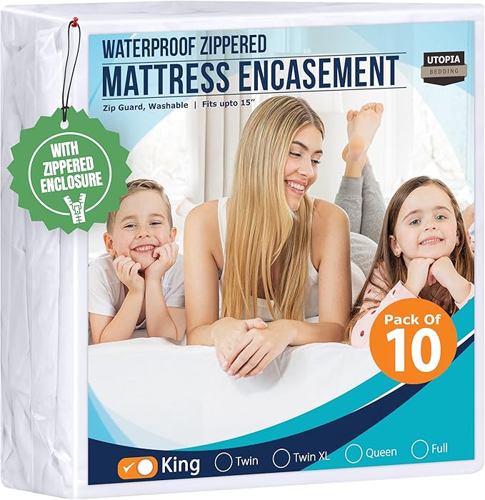 Utopia Bedding Mattress Protector Zippered King Size, 100% Waterproof Bed Bug by UTOPIABEDDING
