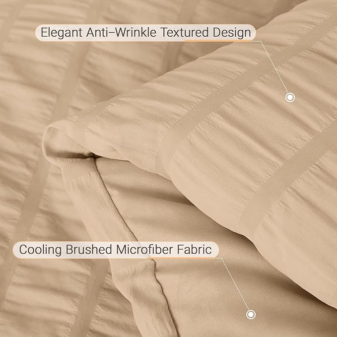MUXHOMO 5 Pieces Twin XL Comforter Set, Seersucker Bed in a Bag Twin XL Size - Image 5