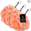 Large Coral Bath Sponge Pack of 3 – Gentle Exfoliation Loofahs by PureBody