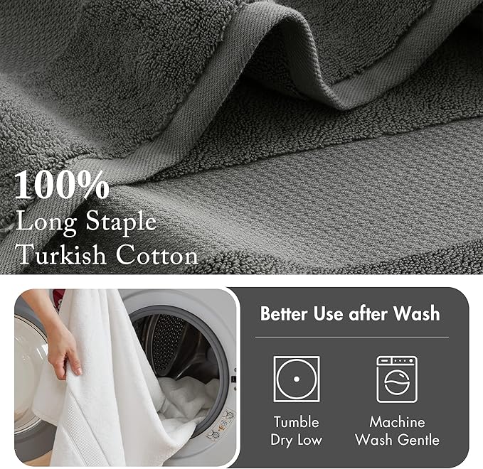 Madison Park Turkish 100% Cotton 600Gsm Luxury Premium Thick Soft Absorbent - Image 5