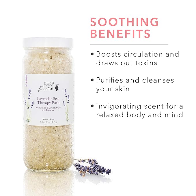 100% PURE Lavender Sea Therapy Bath Soak, Bath Salts - Image 3