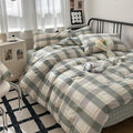 mixinni Green Grid Duvet Cover Set Twin by mixinni