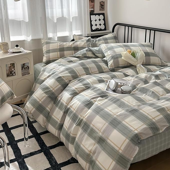 mixinni Full Size Buffalo Plaid Duvet Cover Set by mixinni