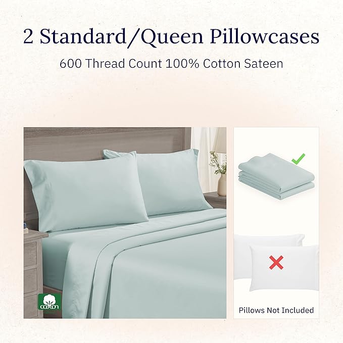 CALIFORNIA DESIGN DEN Luxuriously Soft Hotel Quality 600 Thread Count, 100% - Image 4