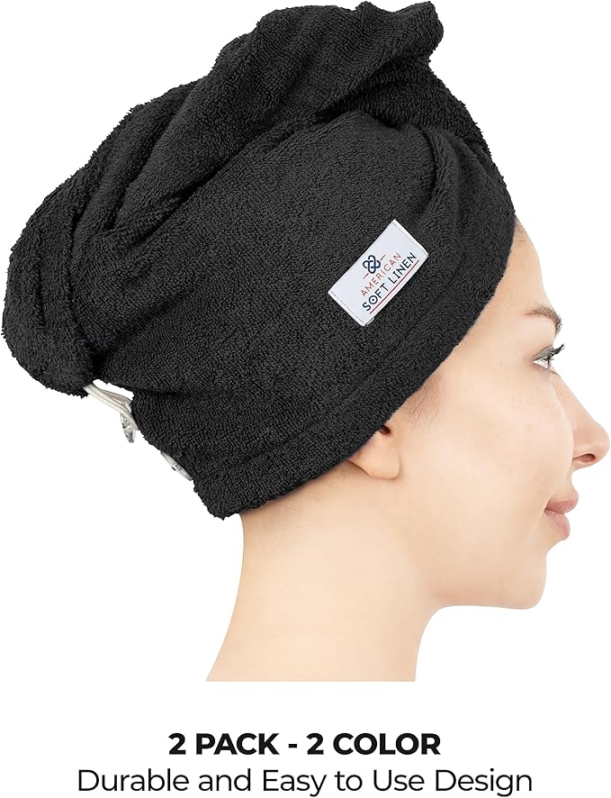 American Soft Linen 100% Cotton Hair Towels - Image 3