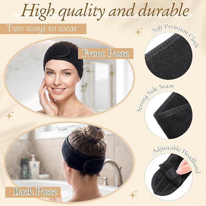 Tigeen 120 Pcs Spa Headband Facial Headbands Bulk Adjustable Hair Wraps - Image 3