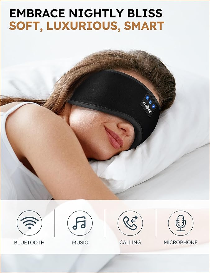 MUSICOZY Sleep Headphones Bluetooth 5.4 Headband Sleeping Eye Mask - Image 2