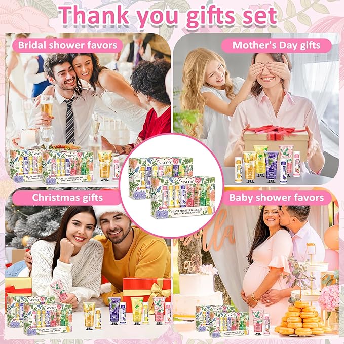 VISCOO 16 Pack Bulk Lip Balm and Hand Cream Set, Mothers Day Gifts, Teacher - Image 6