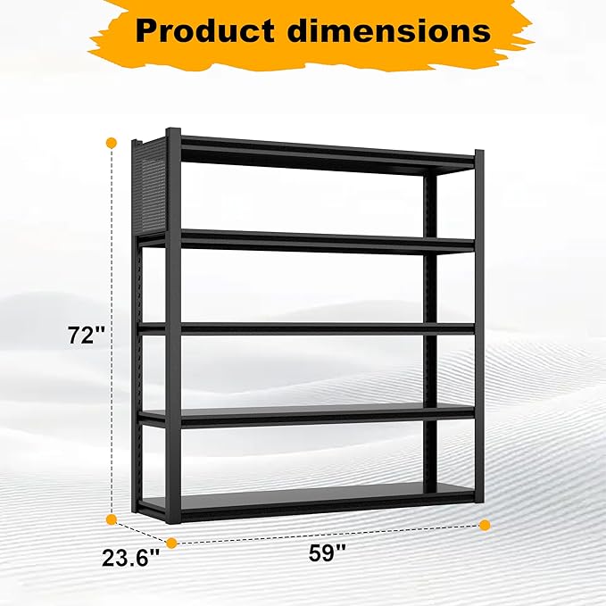PLMFJQK 2 Sets Storage Shelves with Pegboard,59" W 24" D Heavy Duty Garage Shelving Units and Storage,Metal Shelving Adjustable Shelves,Garage Storage Rack,Industrial Utility Shelf Organization