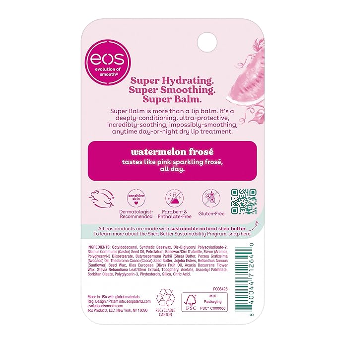 eos Lip Balm, 24H Moisture, Super Balm, Sensitive Skin | Watermelon Frosé | Lip - Image 7