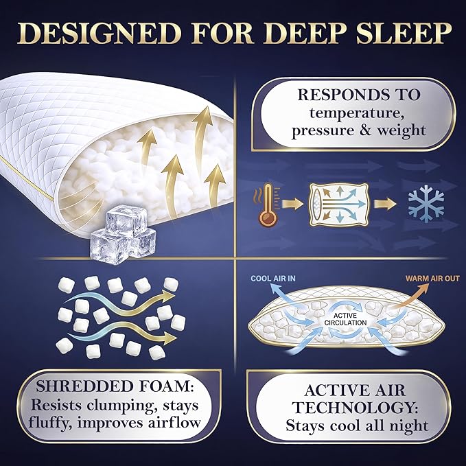 Royal Therapy 2-Pack King Size Pillows, Shredded Memory Foam Pillow - Image 9