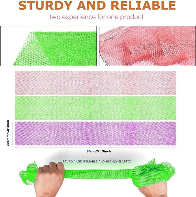 UJFQBH 3 Pieces African Bath Sponge African Net Long Net Bath Sponge - Image 3