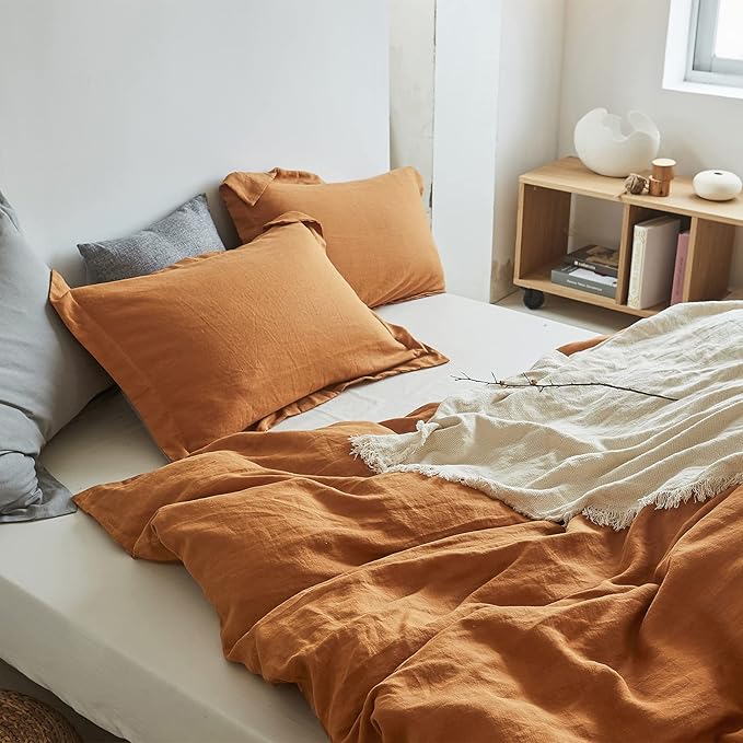Simple&Opulence 100% Linen Duvet Cover Set 3pcs Basic Style Natural French - Image 8