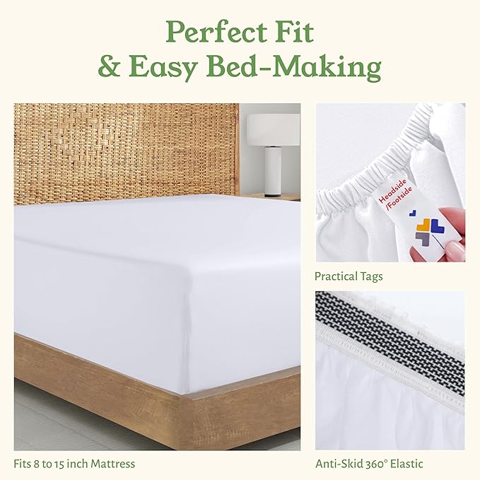 California Design Den 100% Organic Cotton King Fitted Sheet Only - Image 6