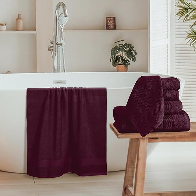 Belizzi Home 8 Piece Towel Set 100% Ring Spun Cotton, 2 Bath Towels 27x54 - Image 3