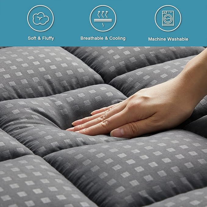 HYLEORY Twin Mattress Pad Quilted Fitted Mattress Protector Cooling Pillow Top - Image 5