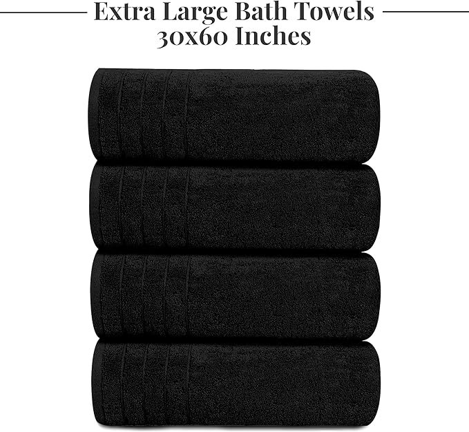 Tens Towels Pack of 4 Extra Large Bath Towels 30 x 60 Inches, 100% Cotton - Image 7