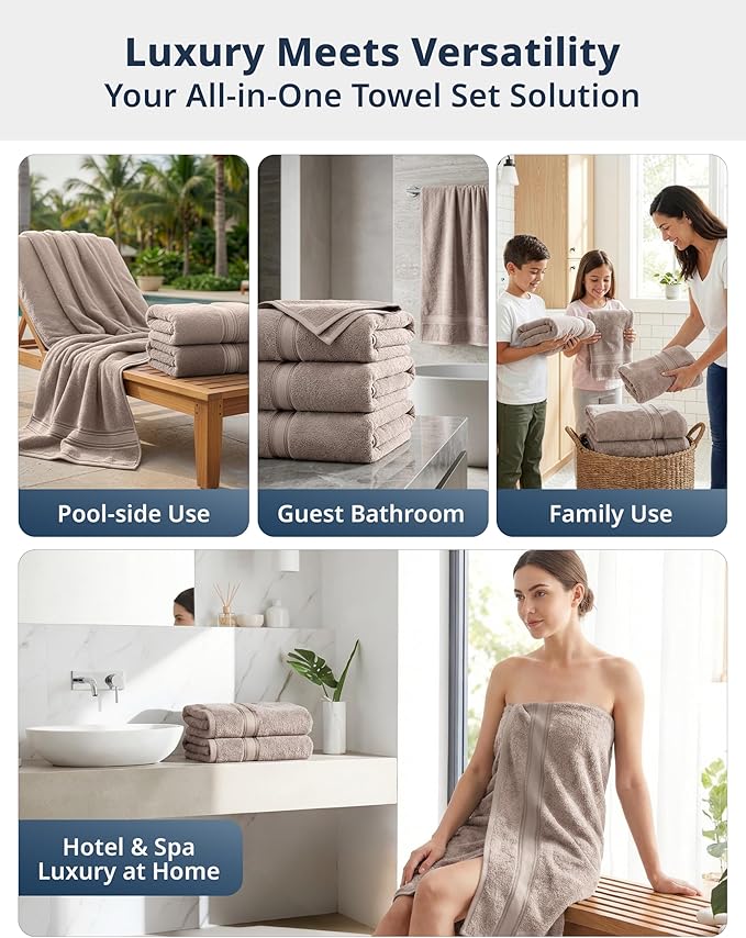 LANE LINEN 100% Cotton Bath Towels Set of 4 - Image 8
