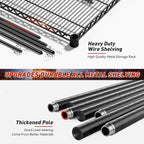 REIBII 60''W Storage Shelves 2399LBS Wire Shelving with Wheels Garage Shelving Heavy Duty Metal Shelves for Storage Rack Adjustable Shelf for Commercial Garage Kitchen, 60" W x 18" D x 65.5" H