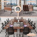 Conference Table Flip Top Mobile Conference Room Tables,Folding Conference Table with Wheels,Large Meeting Training Seminar Table Saving Space for Office Classroom(4D,47.2'')