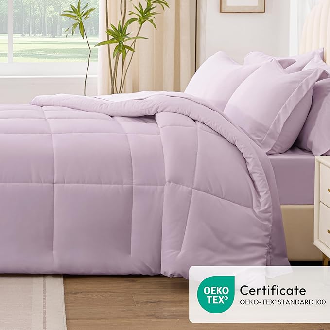 Love's cabin Full Comforter Set Light Purple, 7 Pieces Full Bed in a Bag - Image 5