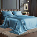 BEDELITE Satin Sheets Full Size Bed Set, Luxury Soft Airy Blue Silky Sheets by BEDELITE