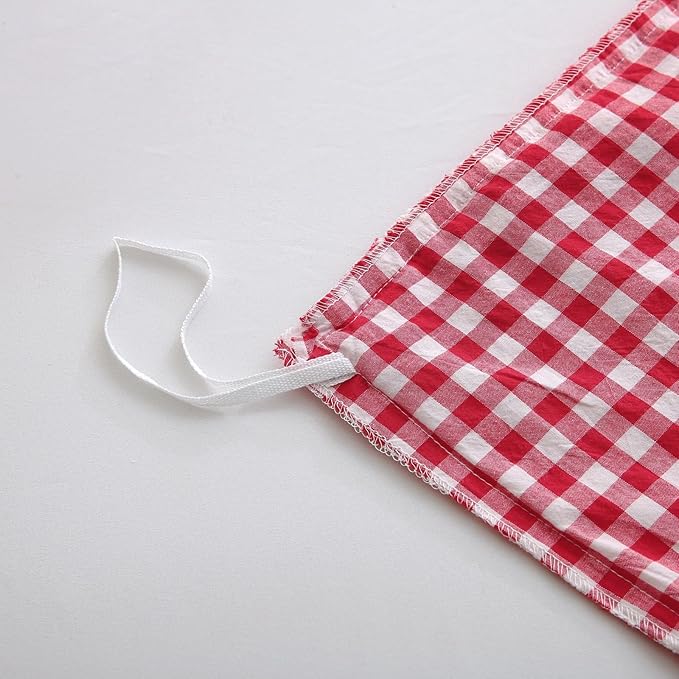 Silnuo Red/White Checkered Ruffle 3-Piece Duvet Cover Set King Size, Washed - Image 5