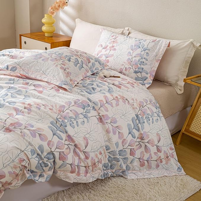 OAITE Duvet Cover Set Queen Size Floral Pattern Ultra Soft 100% Cotton Duvet - Image 5