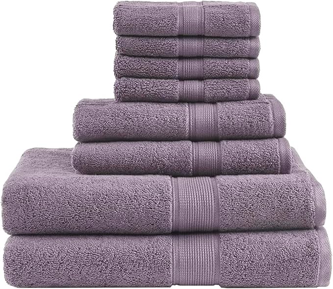 Madison Park 800GSM Bathroom Towel Set of 8 100% Cotton Bath Towel Set by MADISONPARK