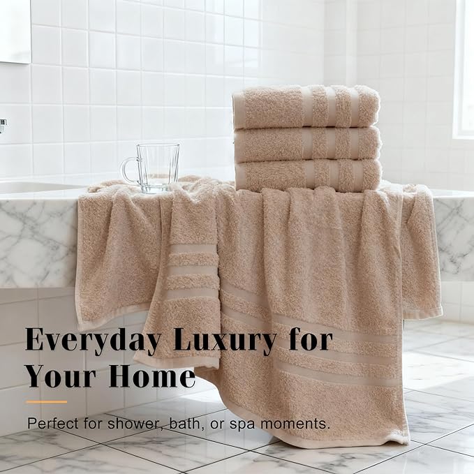 Bath Towels 4 Pack, 30 x 60 Inches, Large 100% Cotton Towels, Comfortable - Image 7