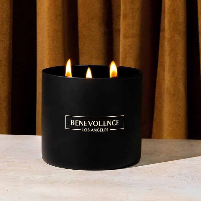 Benevolence LA 3 Wick Candle, Charcoal Large Scented Candle | Soy Candles | - Image 7