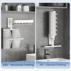 Drying Rack, Wall Mounted Clothes Rack, Aluminum, 220lbs Capacity, Foldable, White