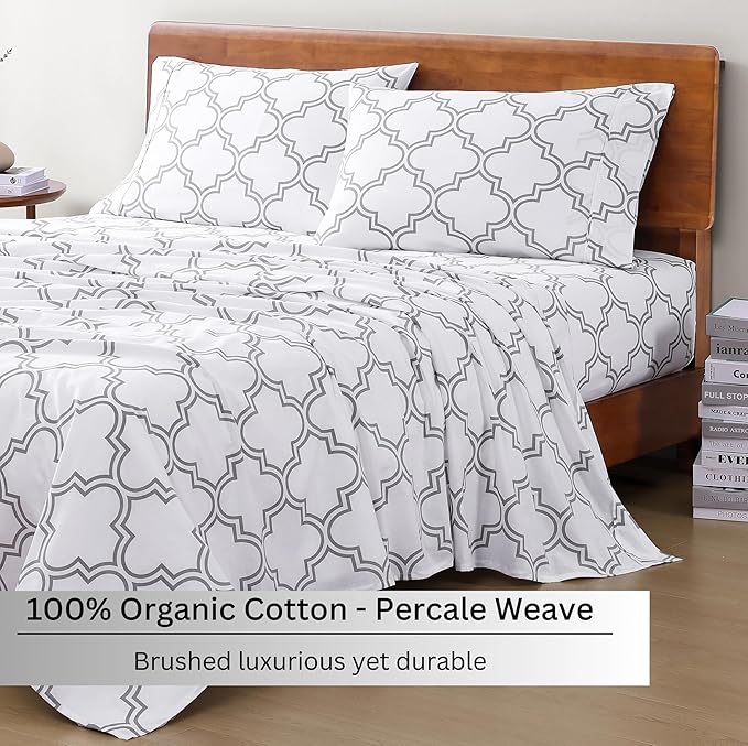 LANE LINEN Eco Friendly 100% Organic Cotton Printed Twin Sheet Set, Soft & - Image 3