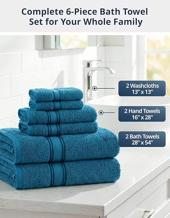 LANE LINEN Luxury 6-Piece Bath Towel Set - Image 4