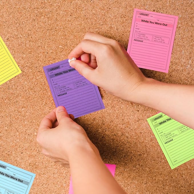 9Pack Phone Message Pads for Office, 4 x 5 Inch Self-Stick Note Pads, While You were Out Message Pad Neon Sticky Notes, Urgent Sticky Note for Work Call, Office Supplies, 50 Sheets/Pack (Style-C)
