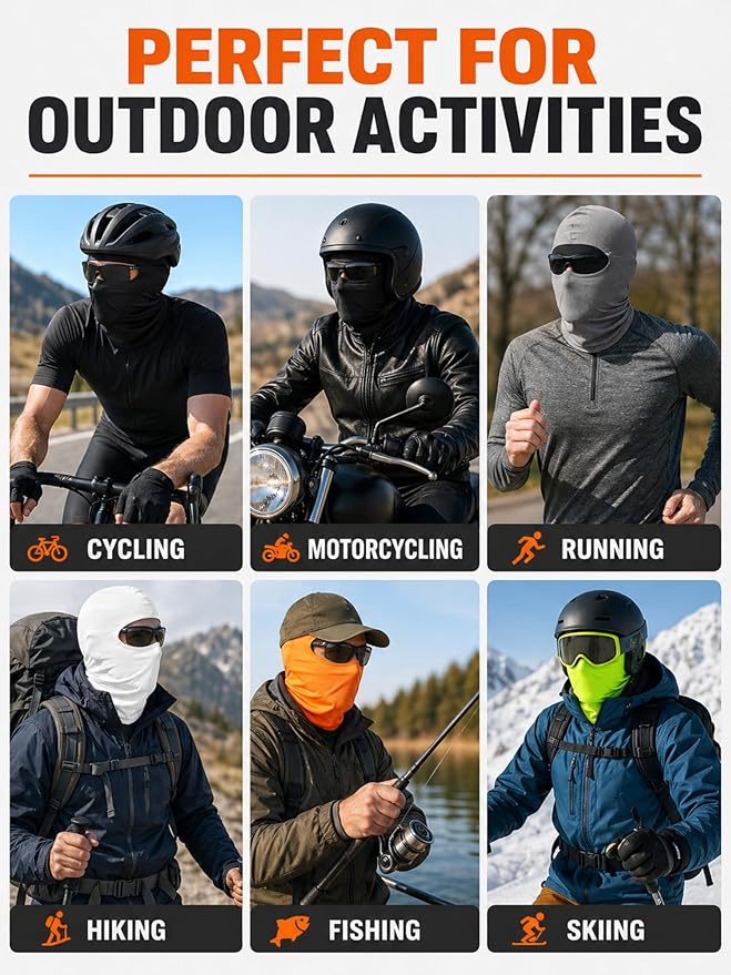 SATINIOR 6 Pcs Ski Mask Cover Balaclava Full Face Mask Summer Face Cover UV - Image 6